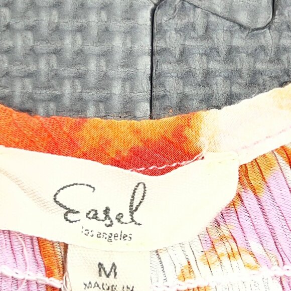 Easel Los Angeles Womens Medium Floral Print Short-Sleeve Dress Pink & Orange Li - Picture 6 of 6